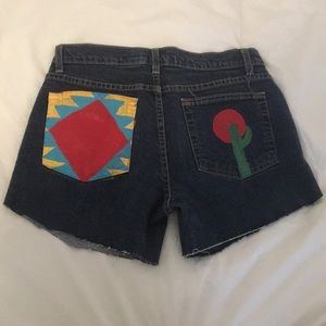 Painted Denim Shorts